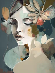Donna serena tra i fiori