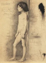 Studio di nudo di un ragazzo di profilo