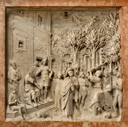 Cripta, Arca dei Santi Marcellino e Pietro Esorcista, Benedetto Briosco 1506-08, La Decapitazione dei Santi Marcellino e Pietro