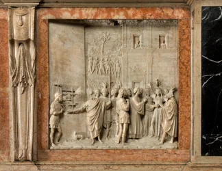 Cripta, Arca dei Santi Marcellino e Pietro Esorcista, Benedetto Briosco 1506-08, San Pietro libera Paolina dal demone