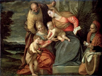 La Sacra Famiglia con i santi Caterina, Anna e Giovanni Battista, c1580-c1582