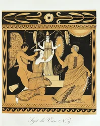 Aiace il Minore insulta Cassandra ai piedi della statua di Atena