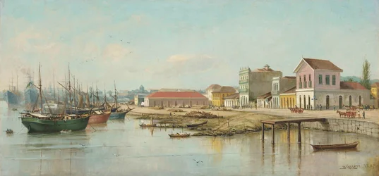 Benedito Calixto - Porto do Bispo, Santos, SP, visto dal mare, 1887