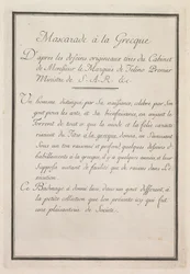 Mascherata alla greca: Pagina del titolo Tavola 1