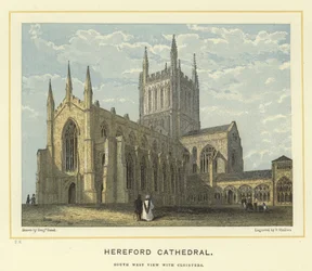Cattedrale di Hereford, vista sud-ovest con chiostri