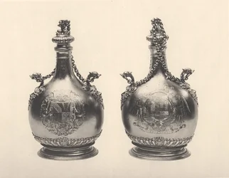 Coppia di fiaschetti da pellegrino di Guglielmo III, c.1690 (argento dorato)