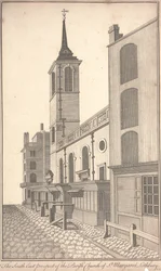 Prospetto sud-est della chiesa parrocchiale di St. Margaret Lothbury, c.1750