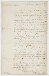Lettera autografa a Mrs. Ann Penn, Londra, 20 novembre 1766