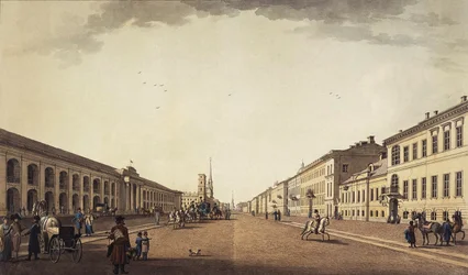 Veduta di Nevsky Prospekt vicino al Gostiny Dvor a San Pietroburgo, 1799