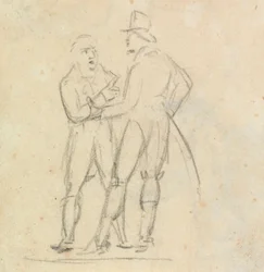 Studio di due uomini in piedi, in conversazione