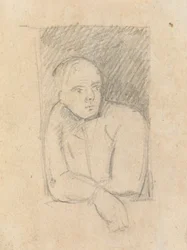 Studio di una figura che si sporge da una finestra