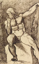 Studio di un nudo maschile seduto