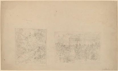 Studio di Mosè che colpisce la roccia e una processione (verso)