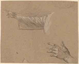 Studio di un braccio destro e una mano sinistra