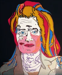 50 grandi scrittori della storia: Elfriede Jelinek, 2015 (olio e acrilico su tela)