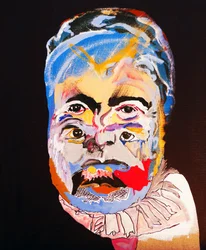 50 grandi scrittori della storia: Ernest Hemingway, 2015 (olio e acrilico su tela)