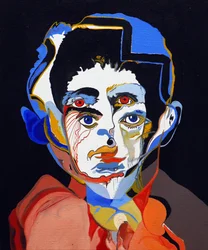 50 grandi scrittori della storia: Franz Kafka, 2015 (olio e acrilico su tela)