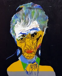 50 grandi scrittori della storia: John Irving, 2015 (olio e acrilico su tela)