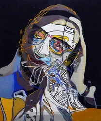 50 Grandi scrittori della storia: Michel Foucault, 2015 (olio e acrilico su tela)