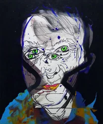50 grandi scrittori della storia: Michel Houellebecq, 2015 (olio e acrilico su tela)