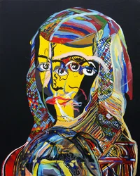50 Grandi scrittori della storia: Sor Juana Ines de la Cruz, 2015 (olio e acrilico su tela)