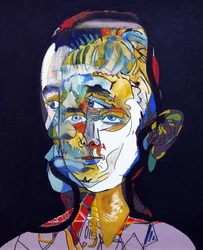 50 grandi scrittori della storia: William Faulkner, 2015 (olio e acrilico su tela)