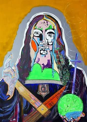 Surpeinture : Salvator Mundi, 2020 (olio, carta e acrilico su tela)