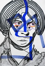 Surportrait : Charlotte Brontë, 2019 (acrilico su carta)