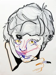 Surportrait : Françoise Sagan 2, 2019 (acrilico su carta)