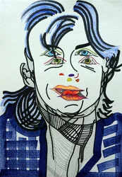 Surportrait : Fred Vargas, 2019 (acrilico su carta)