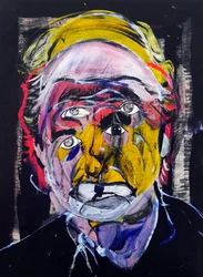 Surportrait : Philip Roth, 2021 (olio e acrilico su pannello di legno)