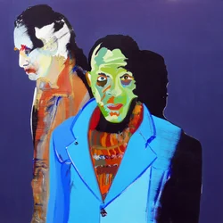 Surportrait: Three migrants  Sébastien, 2020 (olio su tela)
