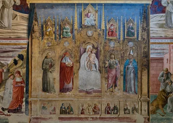 Un falso polittico con la Vergine Maria e il Bambino, S. Antonio di Padova, San Girolamo, San Giovanni e San Luigi di Tolosa, Cappella di San Girolamo