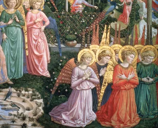 Angeli in un paesaggio celeste, la parete sinistra dell