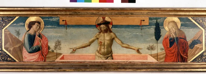 Predella con Cristo in pietà e santi. Dipinto di Gozzoli Benozzo (1420 - 1497) (dettaglio)