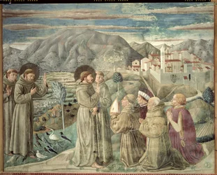 San Francesco che Predica agli Uccelli e Benedice Montefalco, 1452