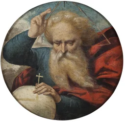 Dio benedice la terra - di Garofalo, Benvenuto Tisi da (1481-1559). Olio su legno. Dimensioni: D 34 cm. Nationalmuseum Stoccolma
