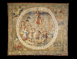 Arazzo allegorico di Bruxelles che raffigura il mese di dicembre da "I Mesi Medaglione", c.1525