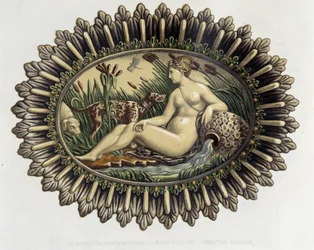 La ninfa di Fontainebleau - Piatto ceramico, in "The work of Bernard Palissy" di C. Delange e C. Borneman, Parigi