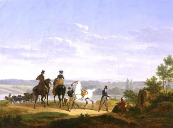 Paesaggio con figure e cavalli