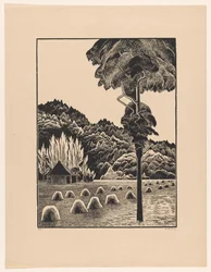 Paesaggio dunale con covoni di fieno