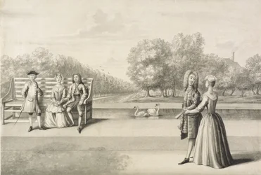 Figure sulla riva del Long Water, Hampton Court Palace