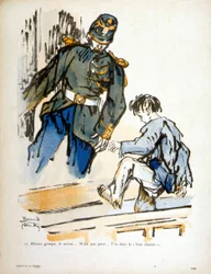 Bambino e poliziotto - incisione