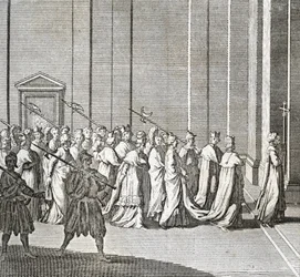 Diversi stadi del conclave, riunione dei cardinali per l