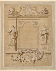 Pannello Commemorativo che Raffigura Pittura e Musica
