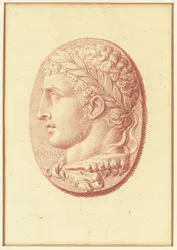 Uno dei quattro studi dopo cammei, tre con ritratti di profilo classici e uno con un rilievo frammentario di Cupido e due leoni che trainano un carro