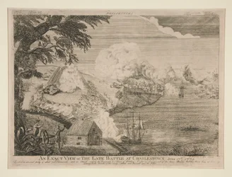 Vista esatta della recente battaglia a Charlestown (Bunker Hill)