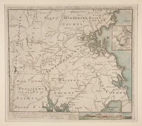 Mappa di Boston e dintorni, ca. 1775