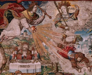 Serie Gli onori. Giustizia. Nono arazzo della serie. Modello Cartonisti del circolo di Bernard van Orley e Jan Gossaert (Mabuse). Manifattura Pieter van Aelst, Bruxelles. Ca 1550
