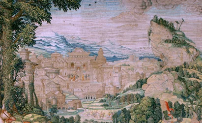 Serie La Passione di Cristo. Caduta sulla via del Calvario. Secondo arazzo della serie. Modelli di Bernard van Orley. Manifattura Pieter de Pannemaker, Bruxelles. Ca 1518-1523.